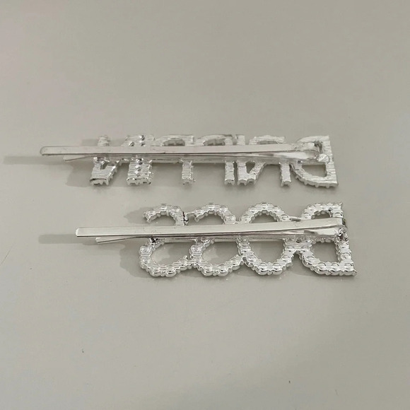 Crystal Rhinestone Studded Metal Hair Pin Accessories “DRIPPIN” & “BOSS” Set - Picture 9 of 11